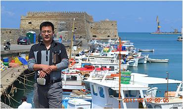 Huang is always on customer visits in Crete, Greece
